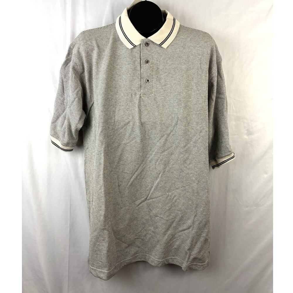 Vintage 1990s Diport USA Men’s Large Beige Short Sleeve Polo‎ Shirt